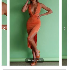 Selfie Leslie MOON RIVER PLUNGING NECKLINE MIDI DRESS SUNSET